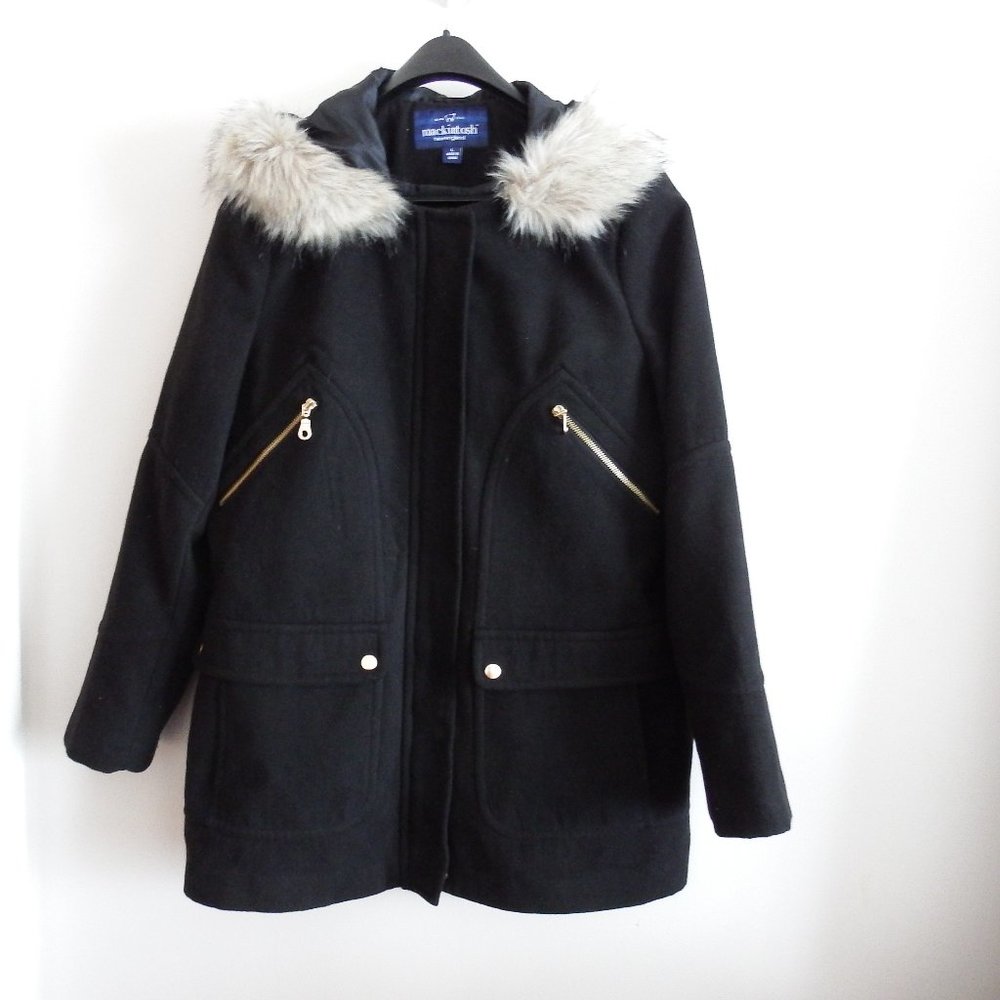 Mcintosh Black Hooded Coat L